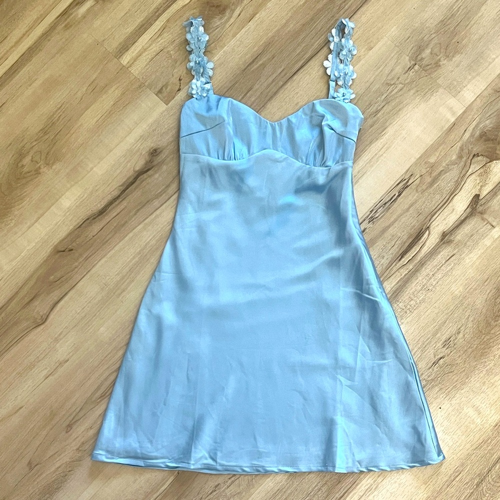 Elegant Blue Satin Homecoming Dress